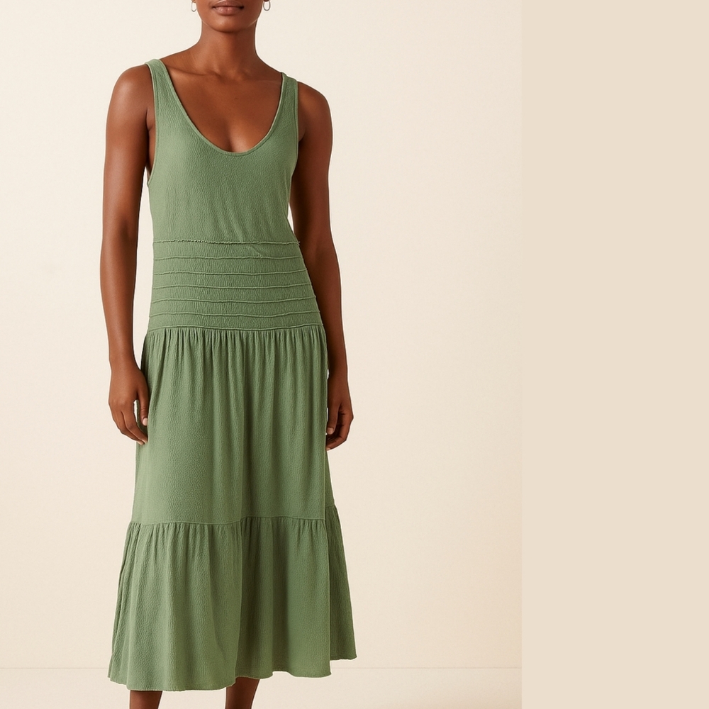 Anthropologie Postmark Sage Green Sleeveless Scoop Neck Smocked Waist Maxi Dress - Picture 11 of 11